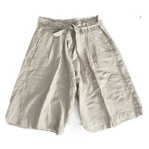 BCBGMaxAzria Tan Linen Paperbag Shorts